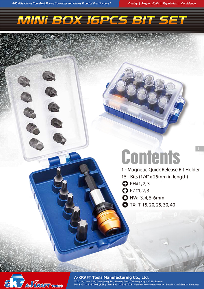 16PC Mini Box Bit Set