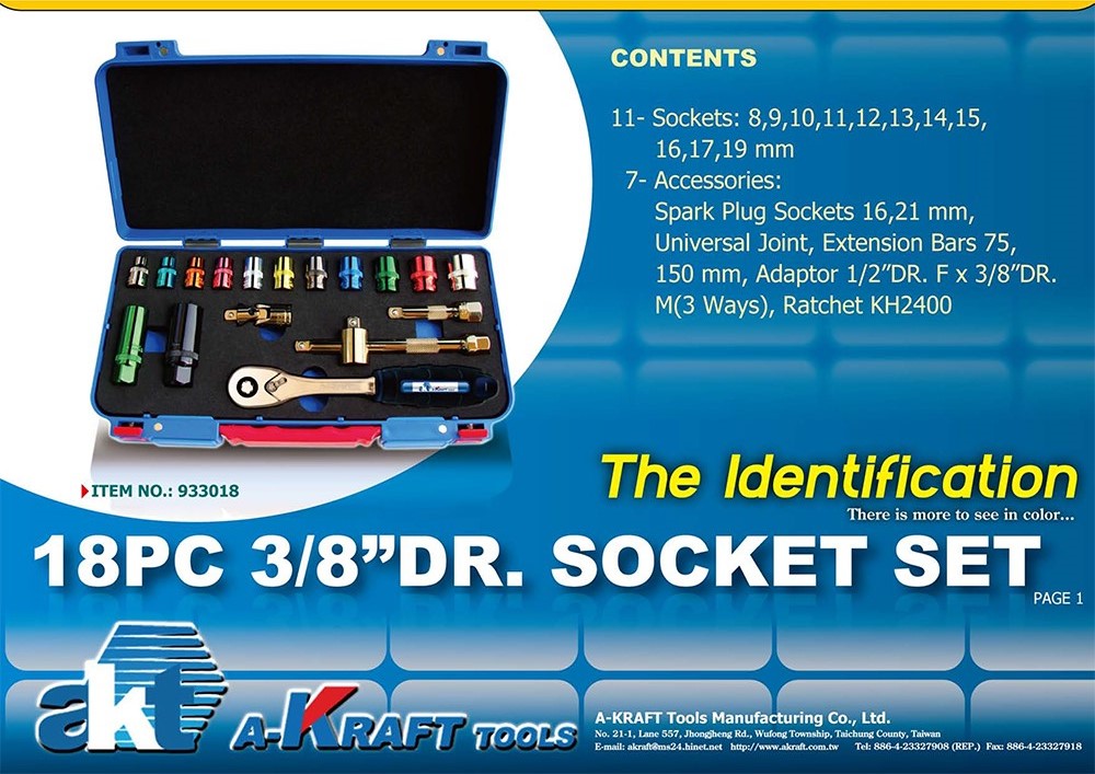 18PC 3/8"DR. Socket Set (NO.933018)