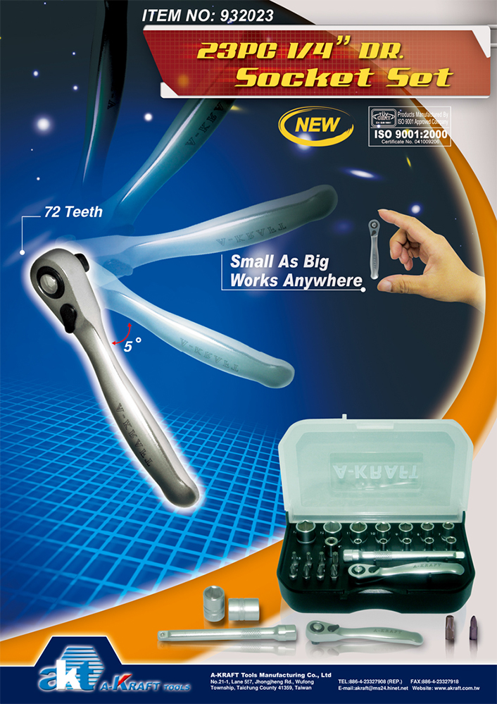 23PC 1/4"DR. Socket Set (932023)