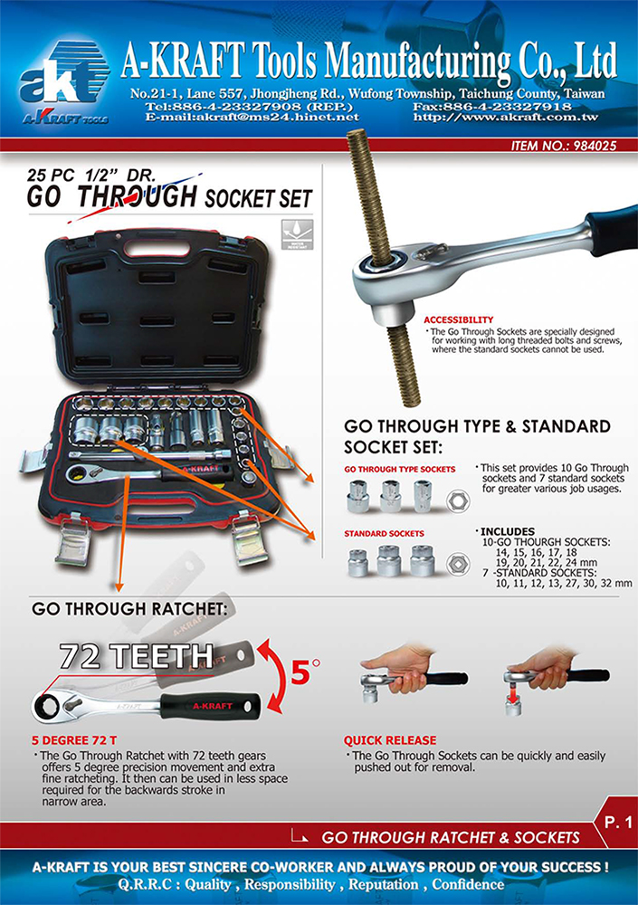 25PC 1/2"DR. Go Through Set