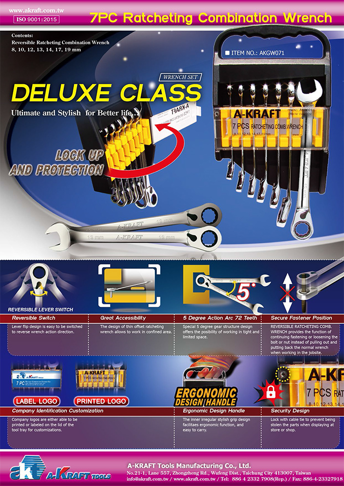 7PC Ratcheting Combination Wrench Set