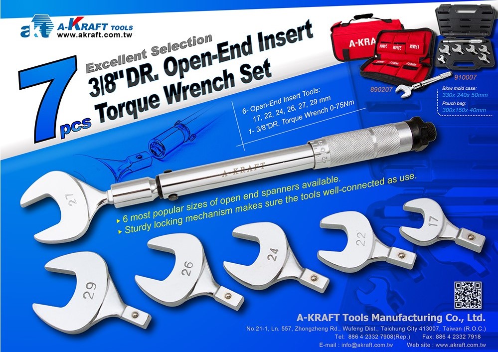 7PC 3/8"DR. Open-End Insert Torque Wrench Set
