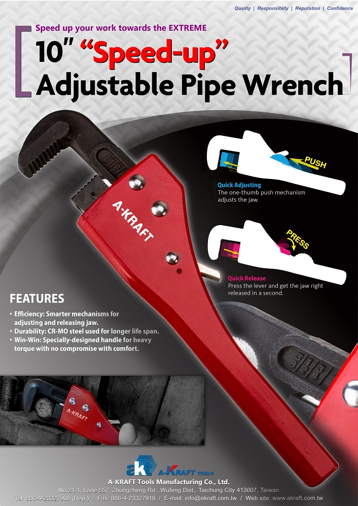 10" "Speed-up" Adjustable Pipe Wrench