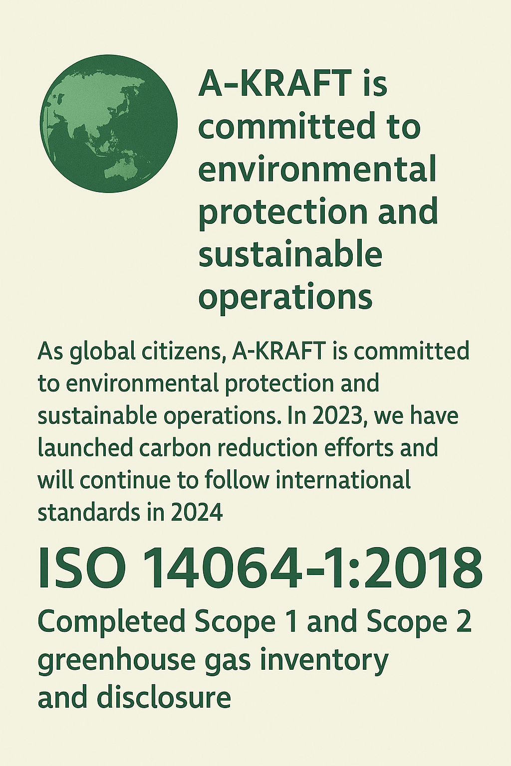 A-KRAFT is committed to environmental protection and sustainable operations