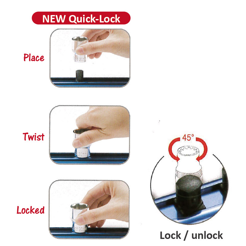 Extra Slim Socket Rail, Dual Row & Quick Lock Extra Slim Socket Rail, Dual Row & Quick Lock