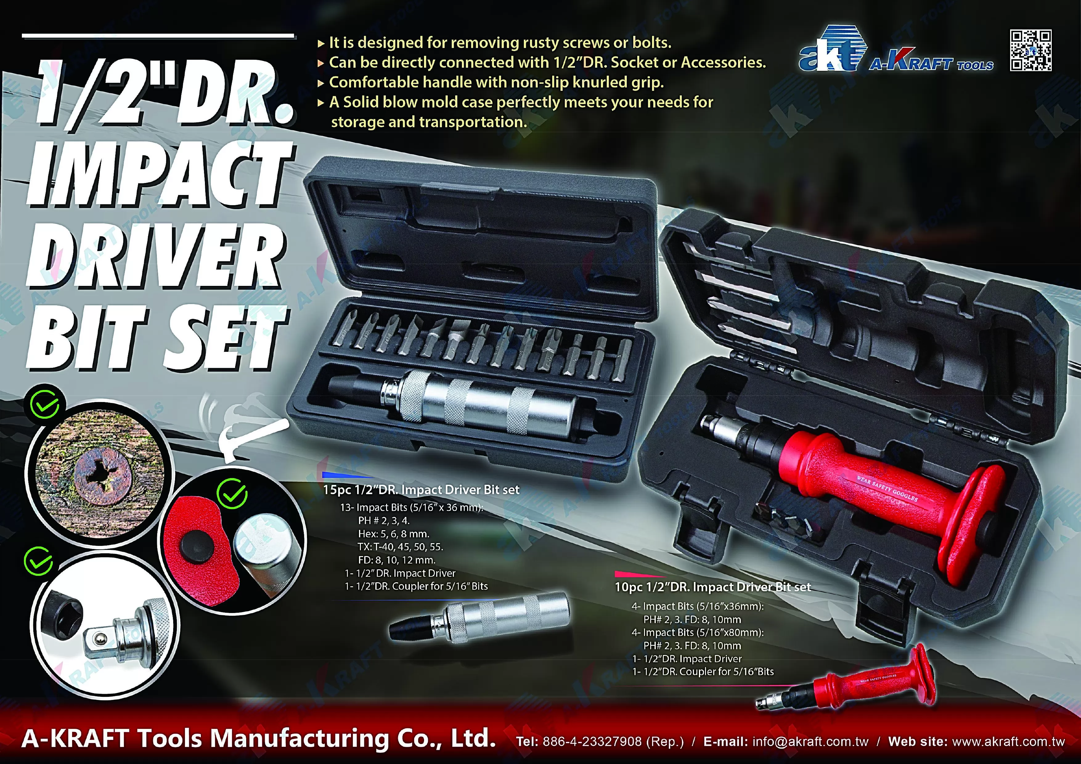1/2"DR. Impact Driver Bit Set